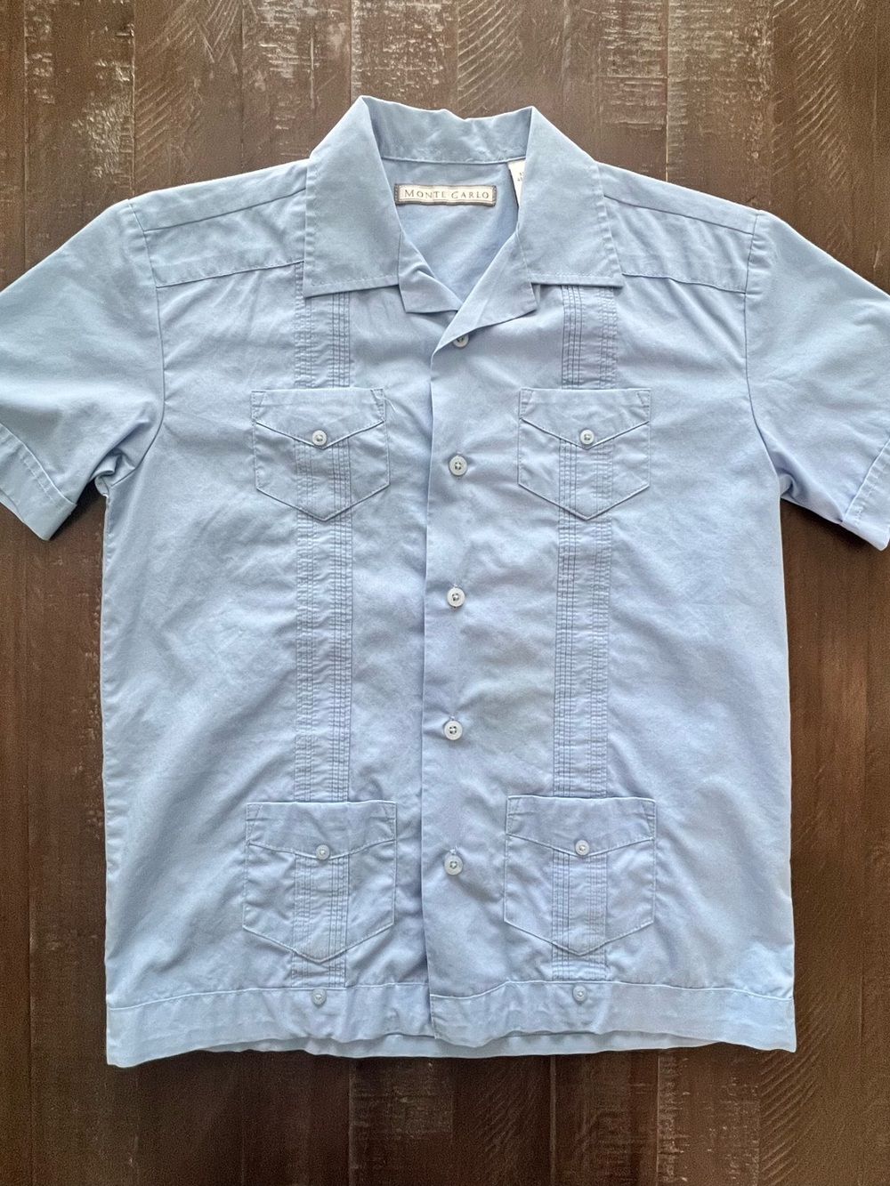 Guayabera Light Blue Youth Boys Small 6/7 Short Sleeve Shirt